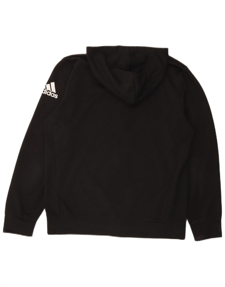 Adidas Mens Zip Hoodie Sweater Large Black Polyester