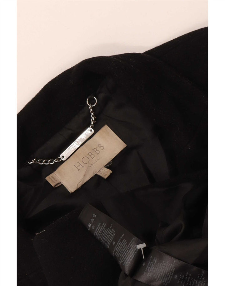Hobbs Womens Overcoat UK 8 Small Black Wool