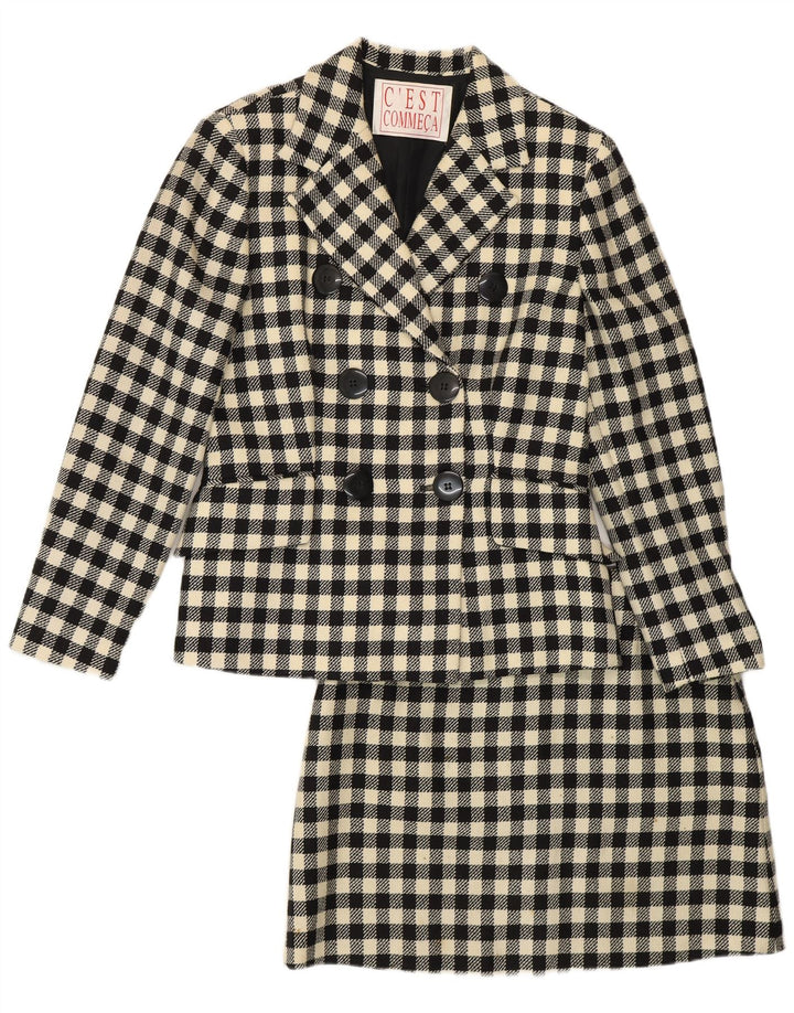C'EST COMMECA Womens 2 Piece Skirt Set UK 14 Medium W30 Black Gingham
