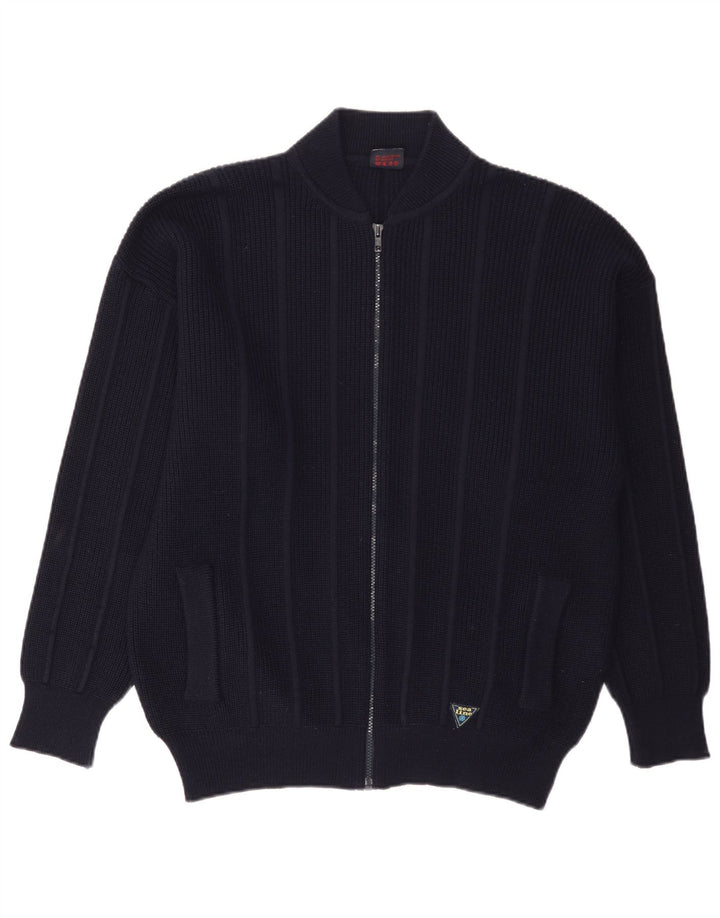 Settebello Mens Cardigan Sweater Large Navy Blue Wool