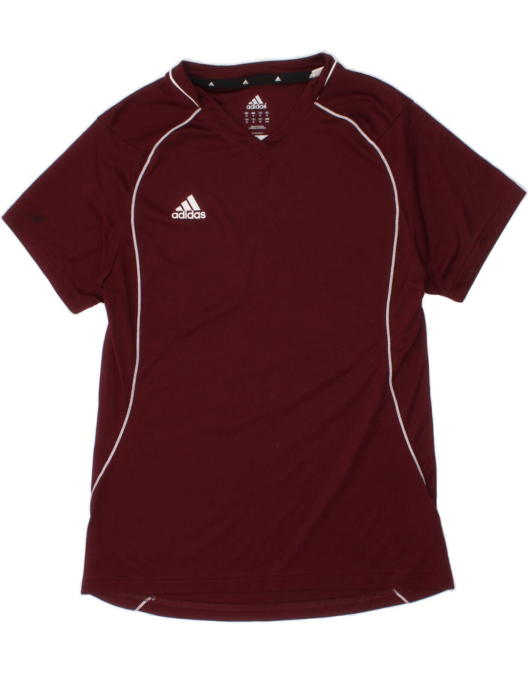 ADIDAS Womens Climacool T-Shirt Top UK 14 Medium  Maroon Polyester Vintage Adidas and Second-Hand Adidas from Messina Hembry 