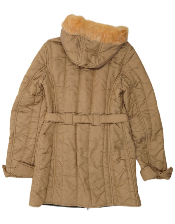 Refrigiwear Womens Cruz Hooded Padded Coat UK 14 Large Beige Polyamide