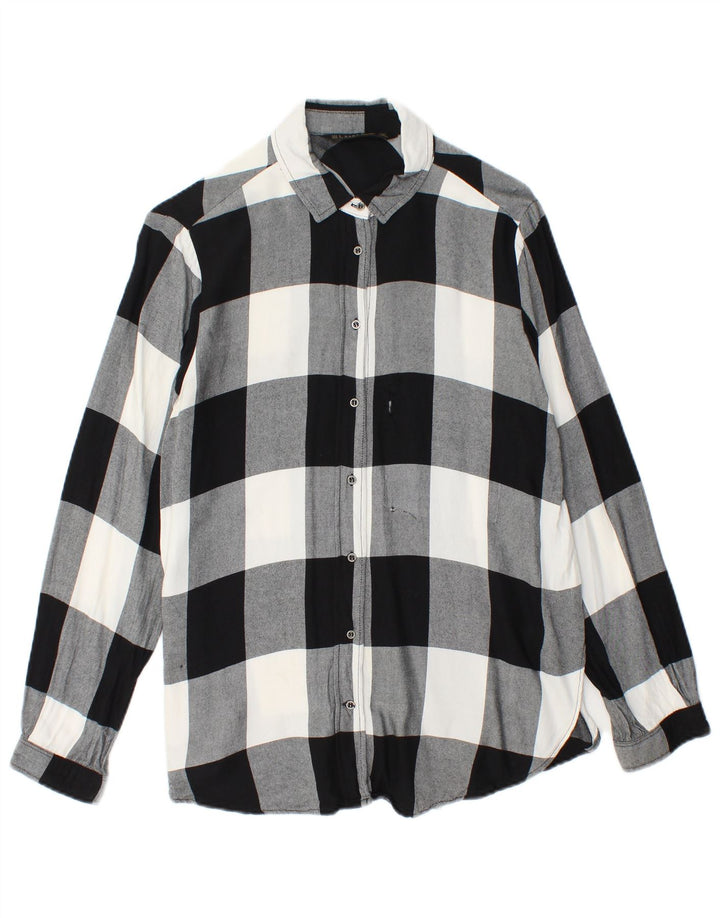 Zara Womens Shirt UK 12 Medium Black Gingham