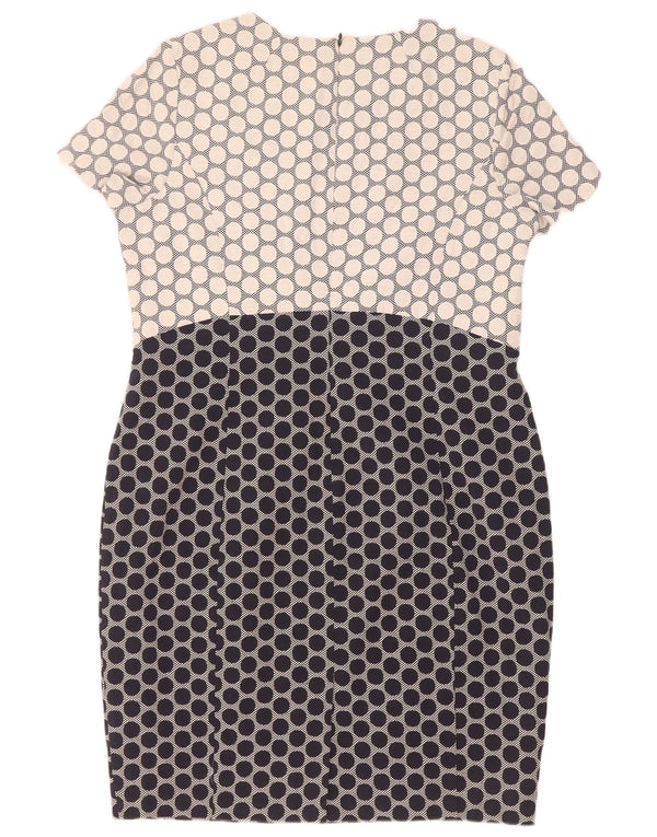 Marks & Spencer Womens Sheath Dress UK 20 2XL Navy Blue Spotted Cotton