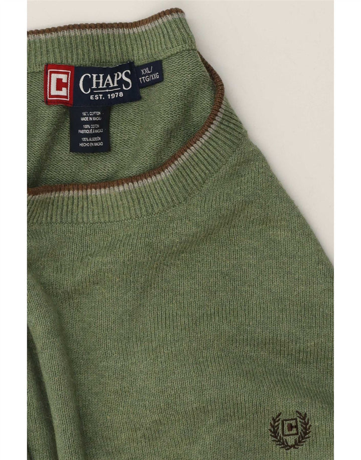 Chaps Mens Regular Fit Crew Neck Jumper Sweater 2XL Green Cotton