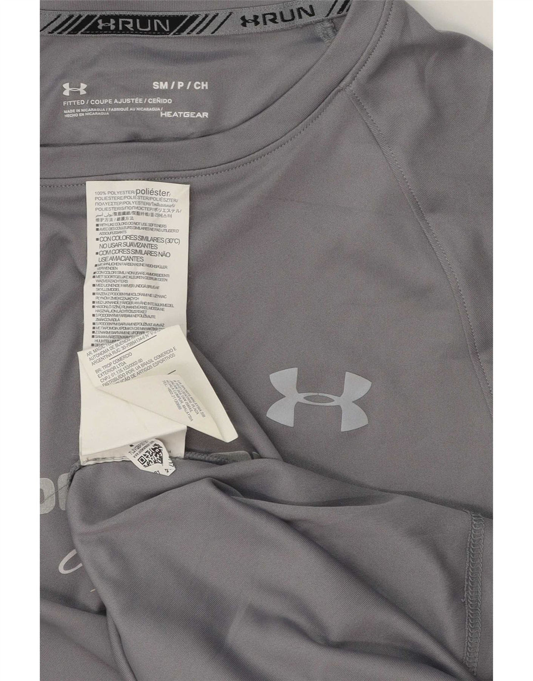 Under Armour Mens Heat Gear Graphic T-Shirt Top Small Grey Polyester