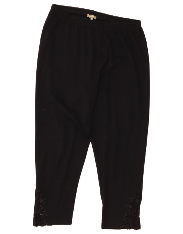 M&Co Womens Capri Leggings UK 16 Large Black Cotton