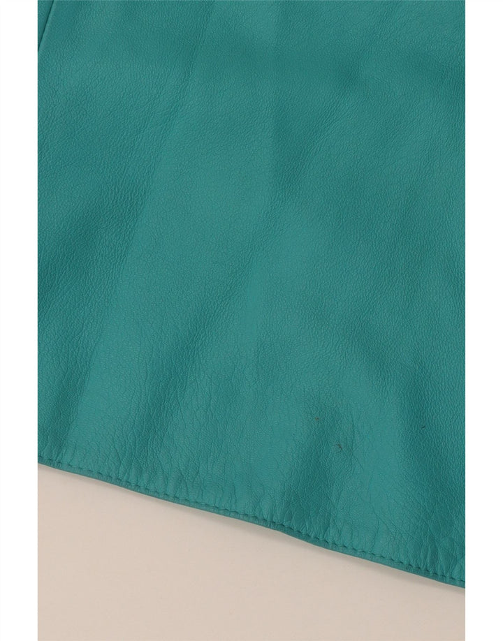 Vintage Womens Leather Skirt IT 44 Medium W28 Turquoise Leather