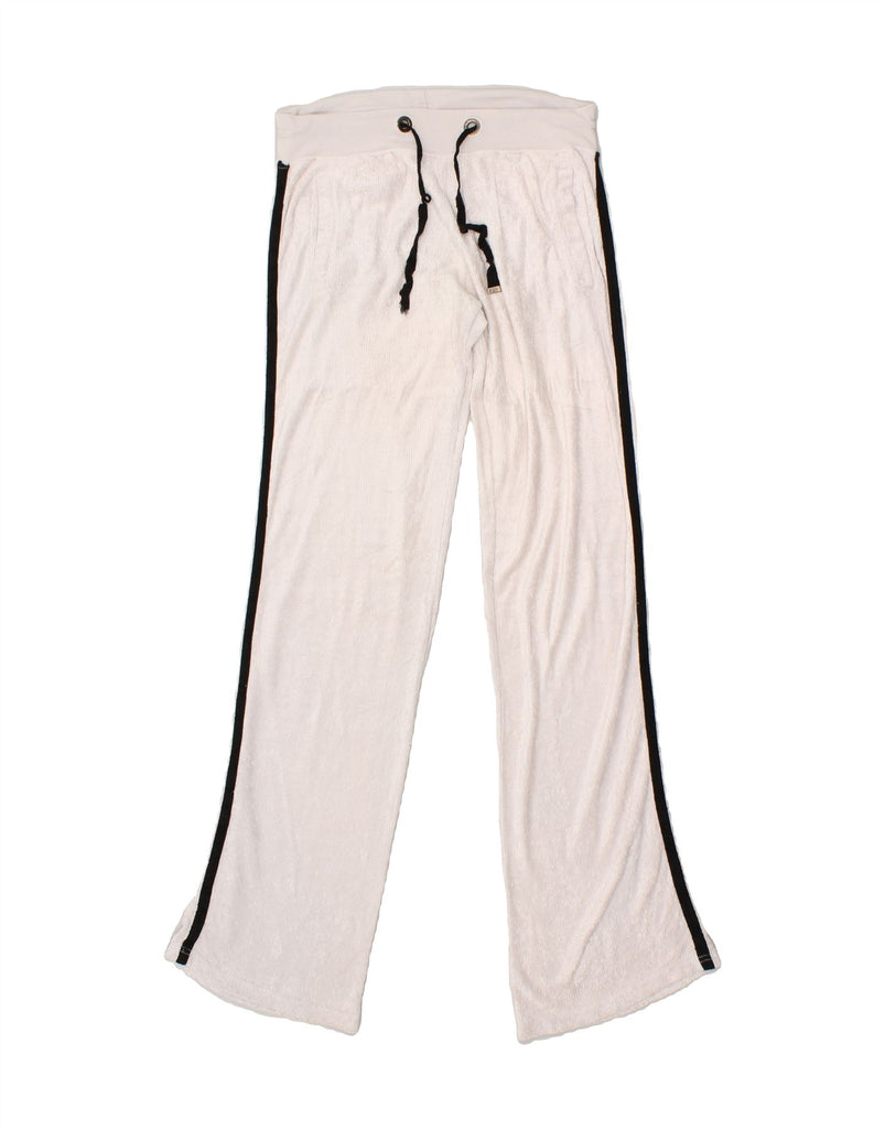 EMPORIO ARMANI Womens Tracksuit Trousers UK 12 Medium Off White Viscose | Vintage Emporio Armani | Thrift | Second-Hand Emporio Armani | Used Clothing | Messina Hembry 