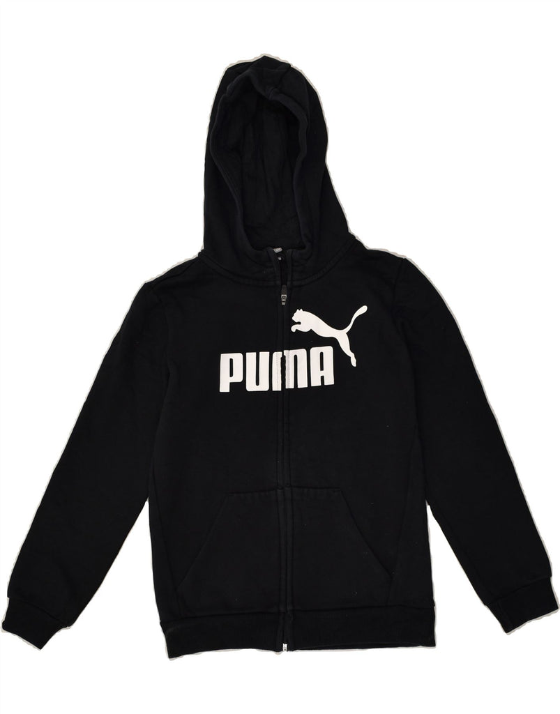 PUMA Boys Graphic Zip Hoodie Sweater 11-12 Years Black Cotton | Vintage Puma | Thrift | Second-Hand Puma | Used Clothing | Messina Hembry 