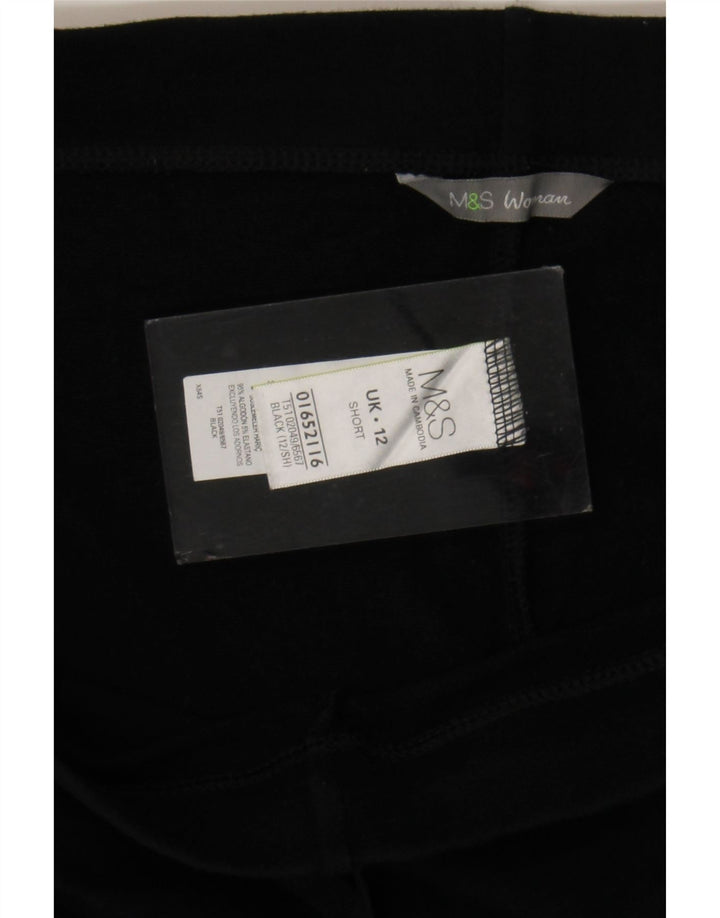 Marks & Spencer Womens Capri Tracksuit Trousers UK 12 Medium Black Cotton