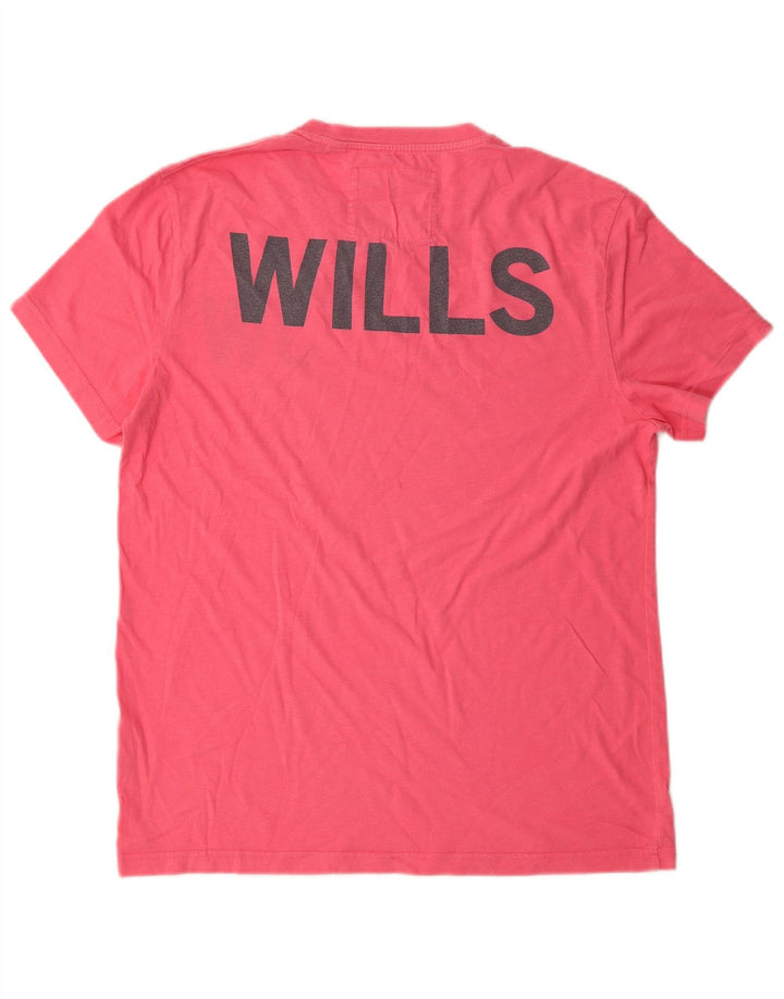 JACK WILLS Mens Graphic T-Shirt Top Medium Pink Cotton