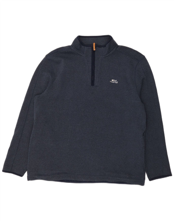 Weird Fish Mens Zip Neck Sweatshirt Jumper 2XL Navy Blue Polyester