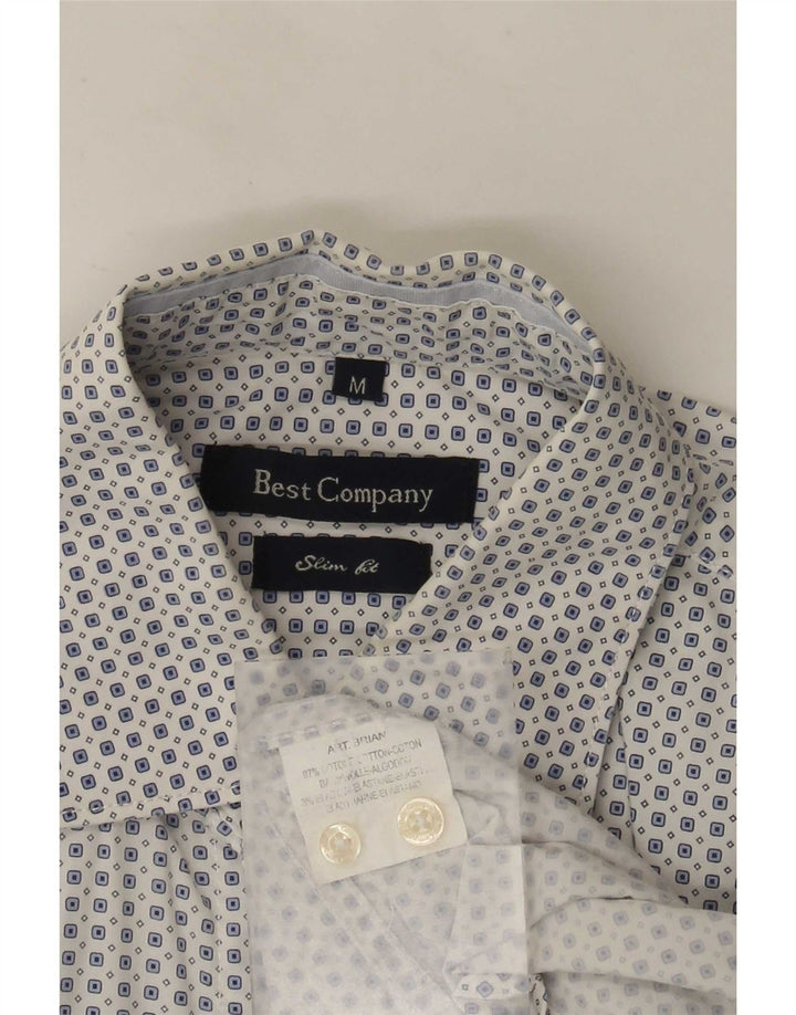 Best Company Mens Slim Fit Shirt Medium White Spotted Cotton