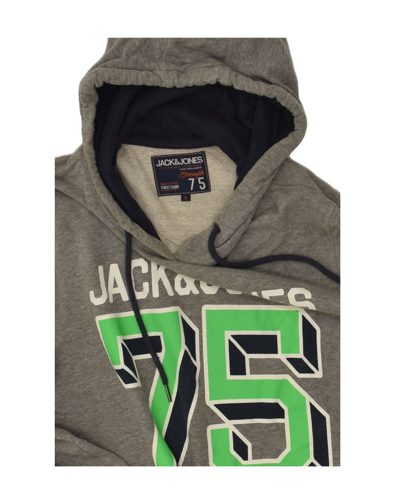 JACK & JONES Mens Graphic Hoodie Jumper Small Grey Cotton | Vintage Jack & Jones | Thrift | Second-Hand Jack & Jones | Used Clothing | Messina Hembry 