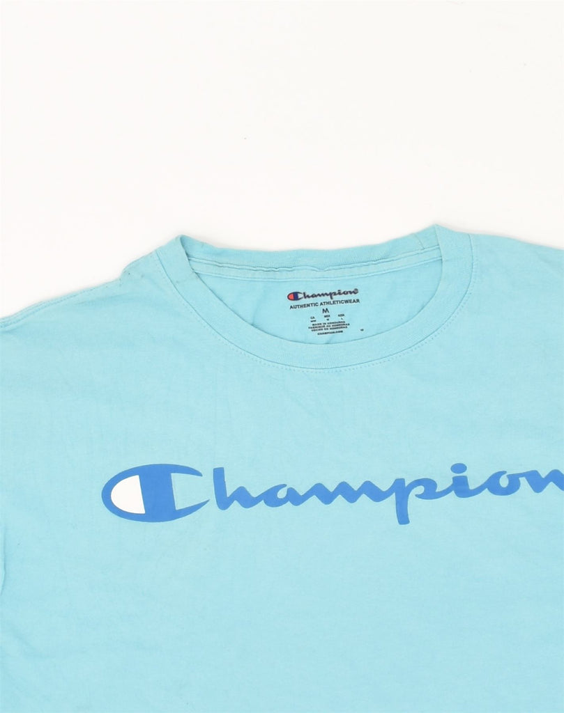 CHAMPION Mens Graphic T-Shirt Top Medium Blue Cotton | Vintage Champion | Thrift | Second-Hand Champion | Used Clothing | Messina Hembry 