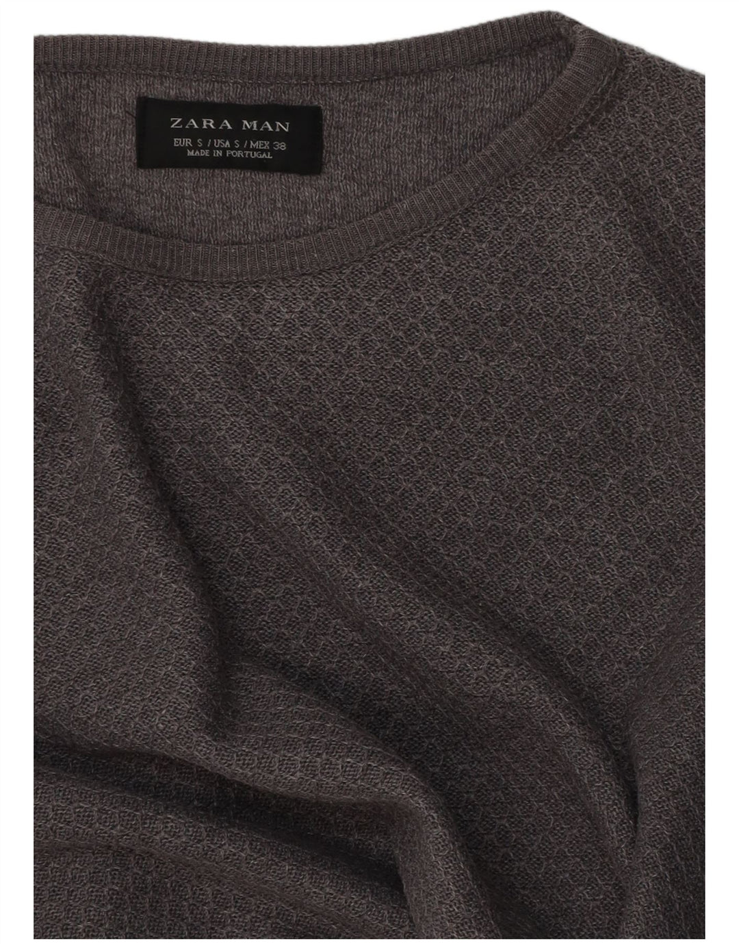 Zara Mens Boat Neck Jumper Sweater Small Grey