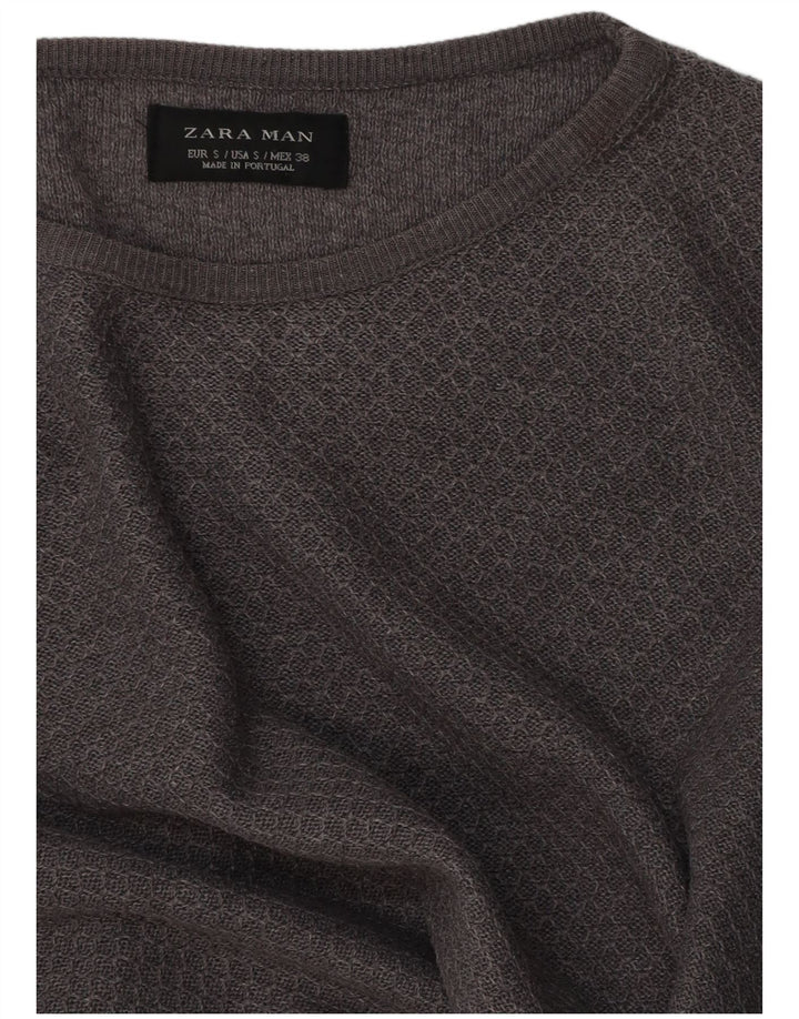 Zara Mens Boat Neck Jumper Sweater Small Grey