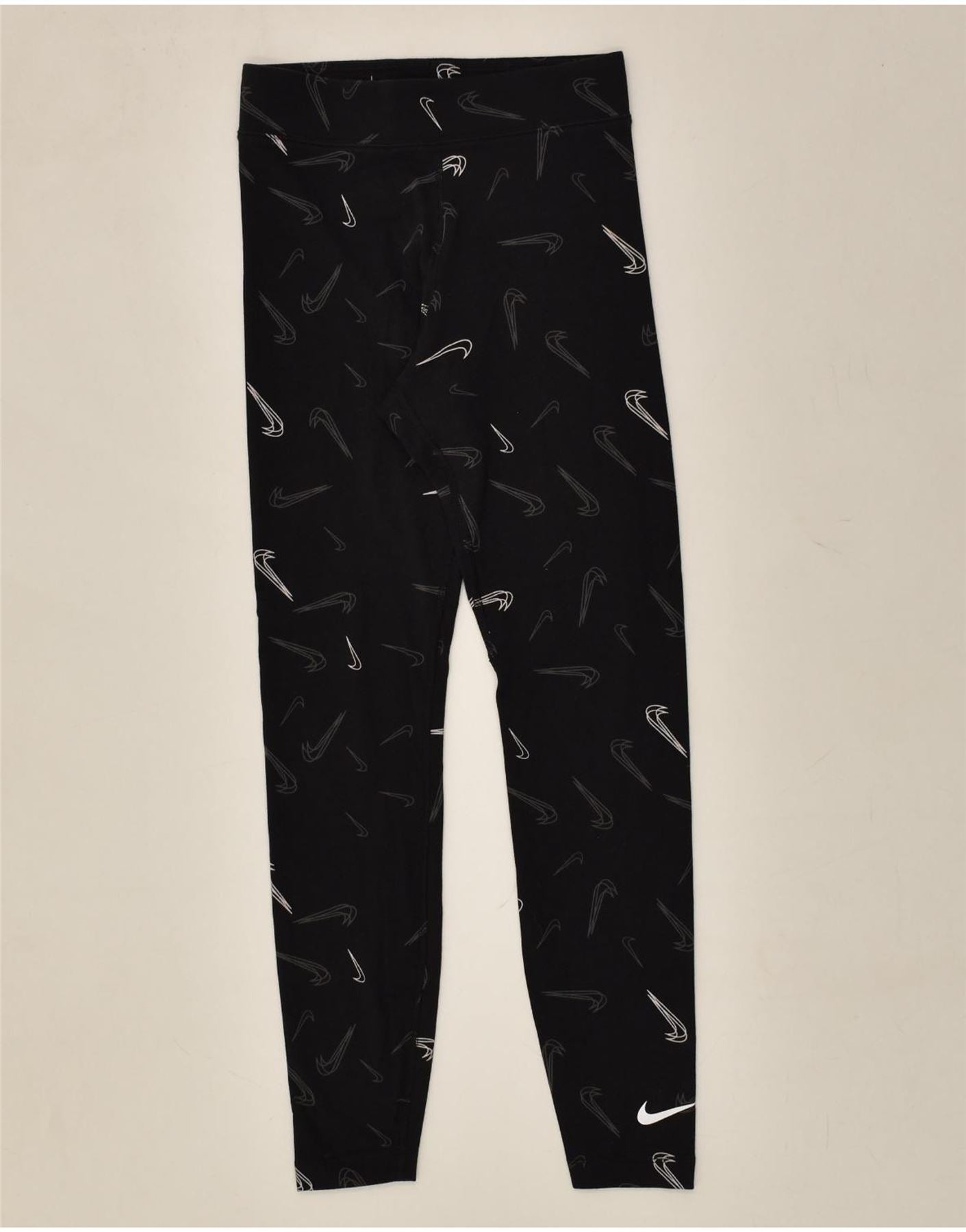 NIKE Womens Graphic Leggings UK 8 Small Black Polyester, Vintage &  Second-Hand Clothing Online