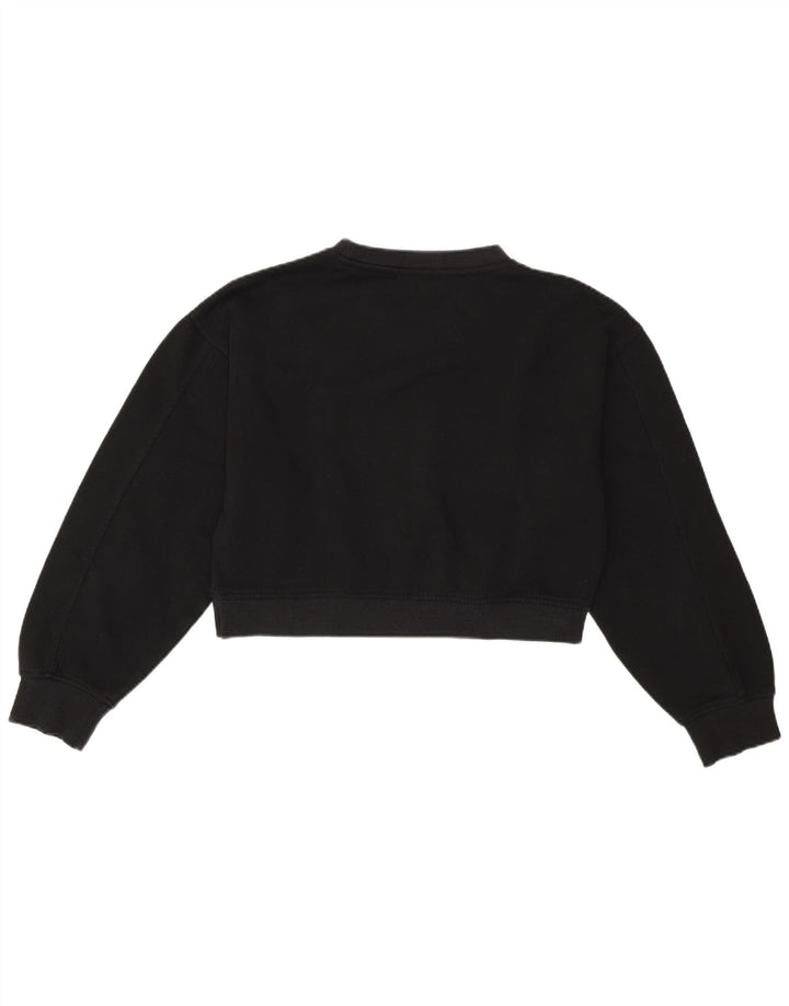 Zara Womens Crop Oversized Sweatshirt Jumper UK 10 Small Black Cotton