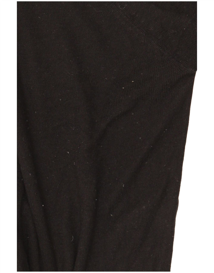 Zara Womens Crop Crew Neck Jumper Sweater UK 14 Medium Black Viscose
