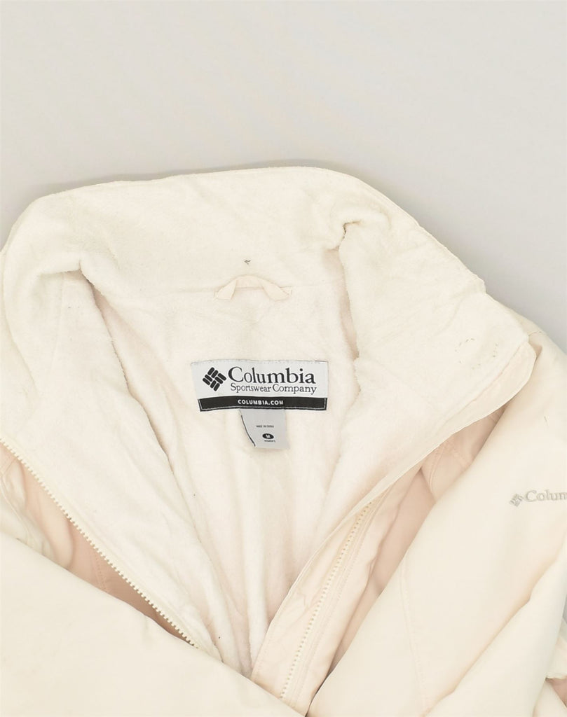 COLUMBIA Womens Bomber Jacket UK 14 Medium White Polyester | Vintage Columbia | Thrift | Second-Hand Columbia | Used Clothing | Messina Hembry 