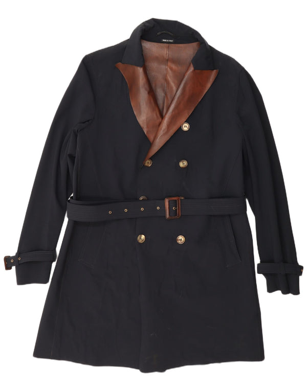 Giorgio Armani Mens Trench Coat UK 38 Medium Navy Blue Colourblock