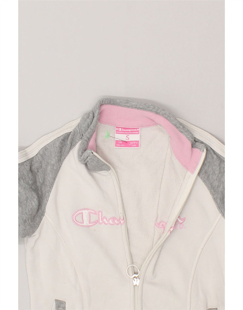 CHAMPION Girls Graphic Tracksuit Top Jacket 7-8 Years Small White | Vintage Champion | Thrift | Second-Hand Champion | Used Clothing | Messina Hembry 