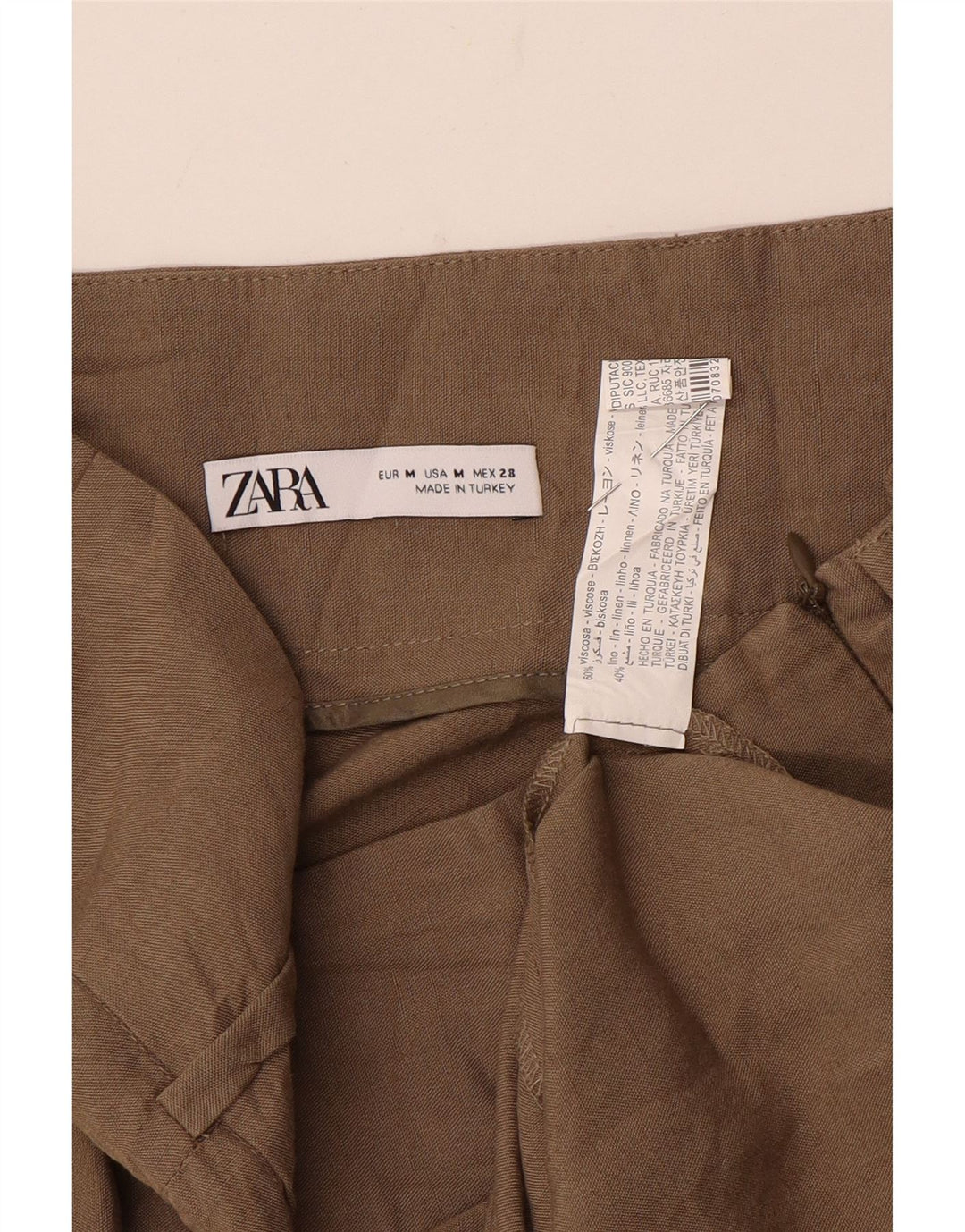Zara Womens Midi Skirt Medium W28 Brown Linen