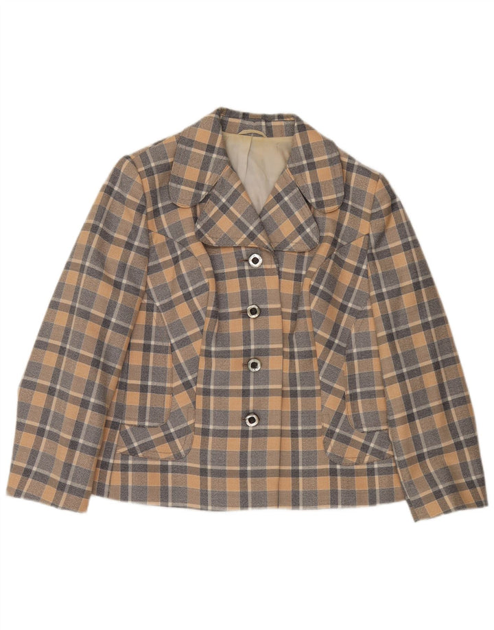 Trevira Womens 4 Button Blazer Jacket UK 12 Medium Multicoloured Check