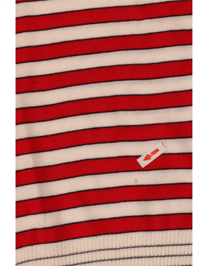 Vintage Womens Boat Neck Jumper Sweater UK 12 Medium Red Striped