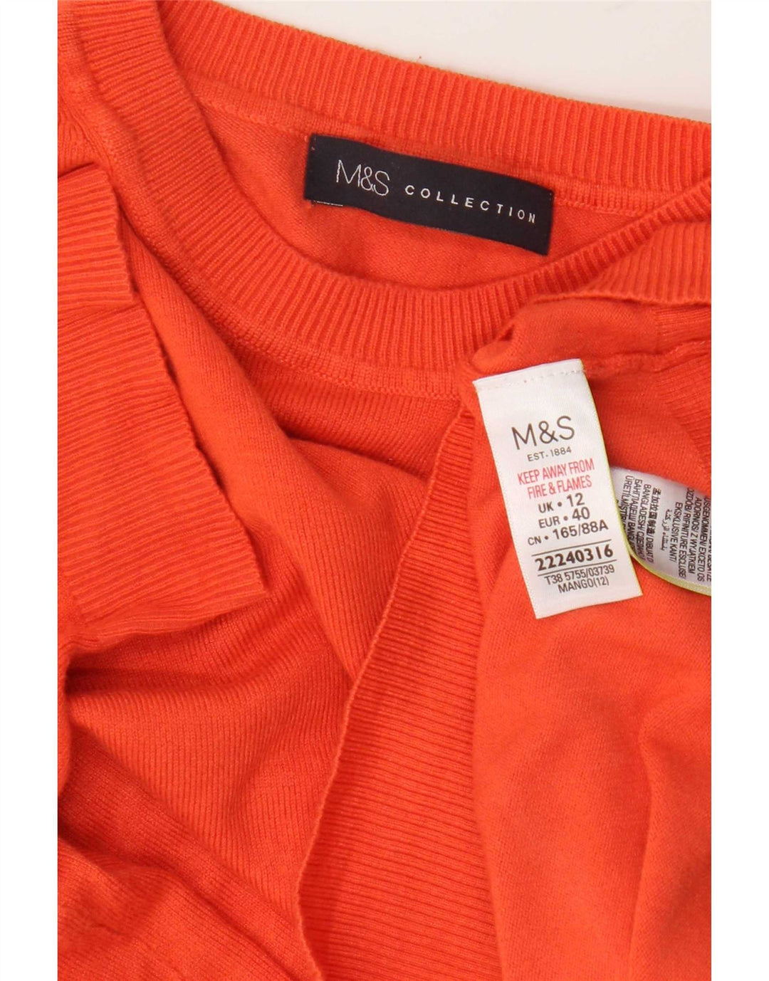 Marks & Spencer Womens Crew Neck Jumper Sweater UK 12 Medium Orange