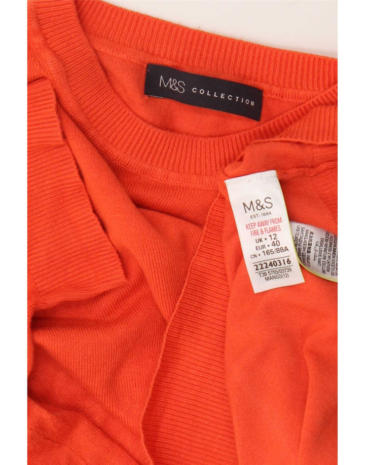 Marks & Spencer Womens Crew Neck Jumper Sweater UK 12 Medium Orange