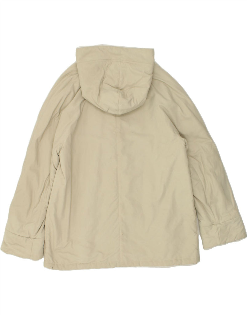 AQUASCUTUM Womens Hooded Overcoat UK 16 Large Beige Polyester | Vintage Aquascutum | Thrift | Second-Hand Aquascutum | Used Clothing | Messina Hembry 