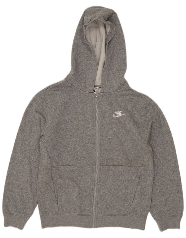 Nike Boys Zip Hoodie Sweater 12-13 Years Large Grey Flecked Cotton