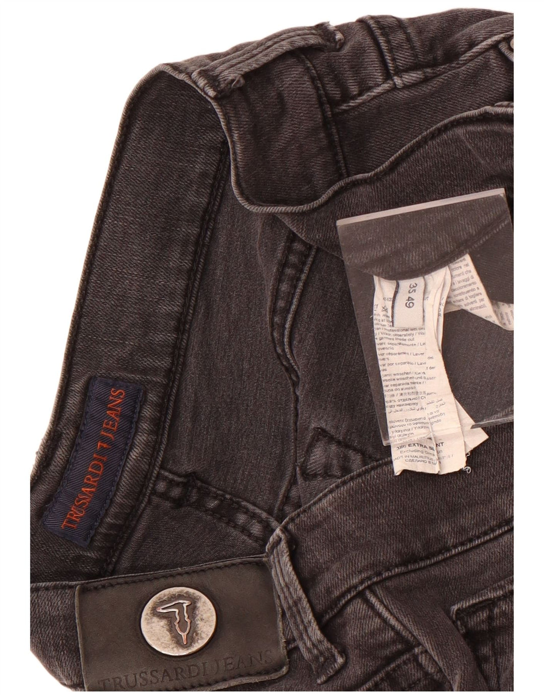 Trussardi Mens Straight Jeans W35 L30 Grey Cotton