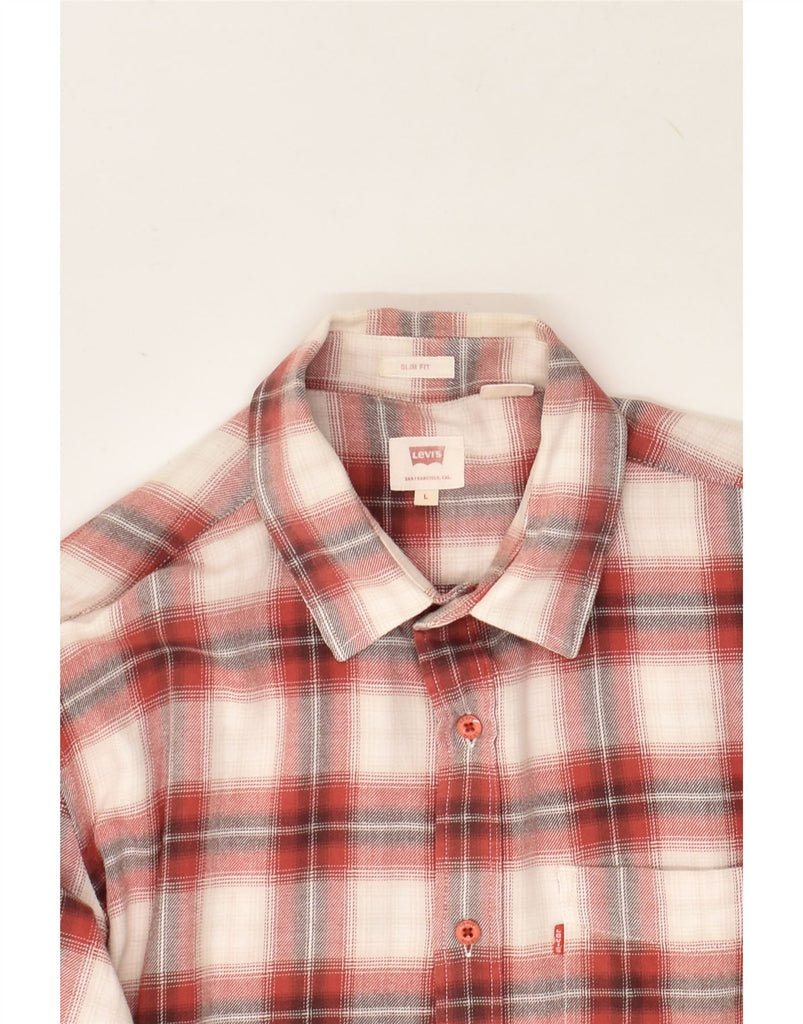 LEVI'S Mens Slim Fit Shirt Large Red Check Cotton | Vintage Levi's | Thrift | Second-Hand Levi's | Used Clothing | Messina Hembry 