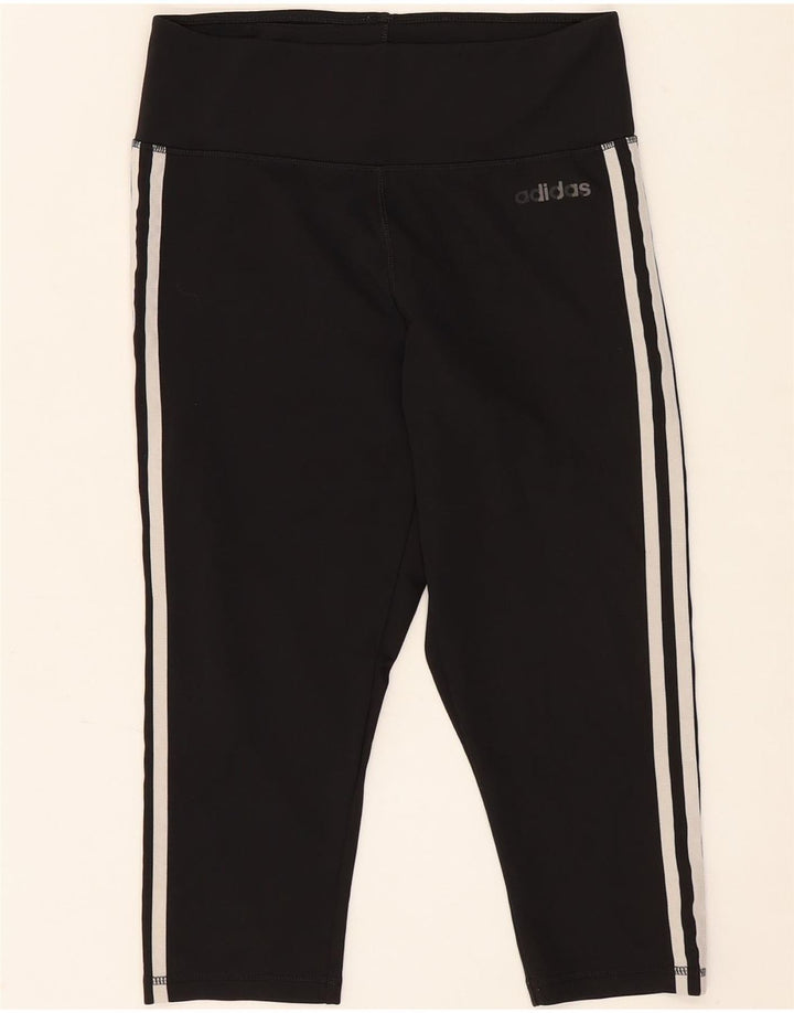 ADIDAS Womens Climalite Capri Leggings UK 12/14 Medium  Black Polyester Vintage Adidas and Second-Hand Adidas from Messina Hembry 