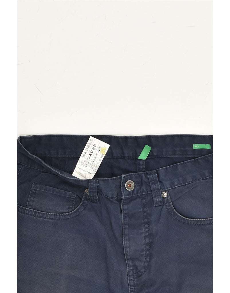 BENETTON Womens Slim Casual Trousers IT 44 Medium W30 L32 Navy Blue Cotton | Vintage Benetton | Thrift | Second-Hand Benetton | Used Clothing | Messina Hembry 