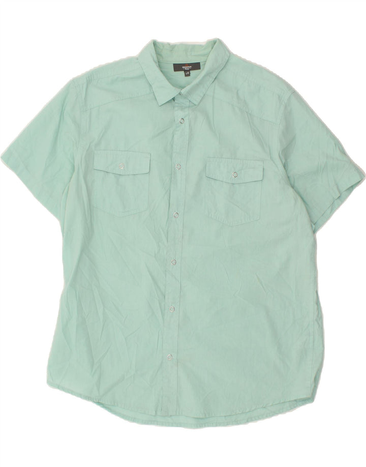 MOUNTAIN RIDGE Mens Short Sleeve Shirt Large Turquoise Vintage Mountain Ridge and Second-Hand Mountain Ridge from Messina Hembry 