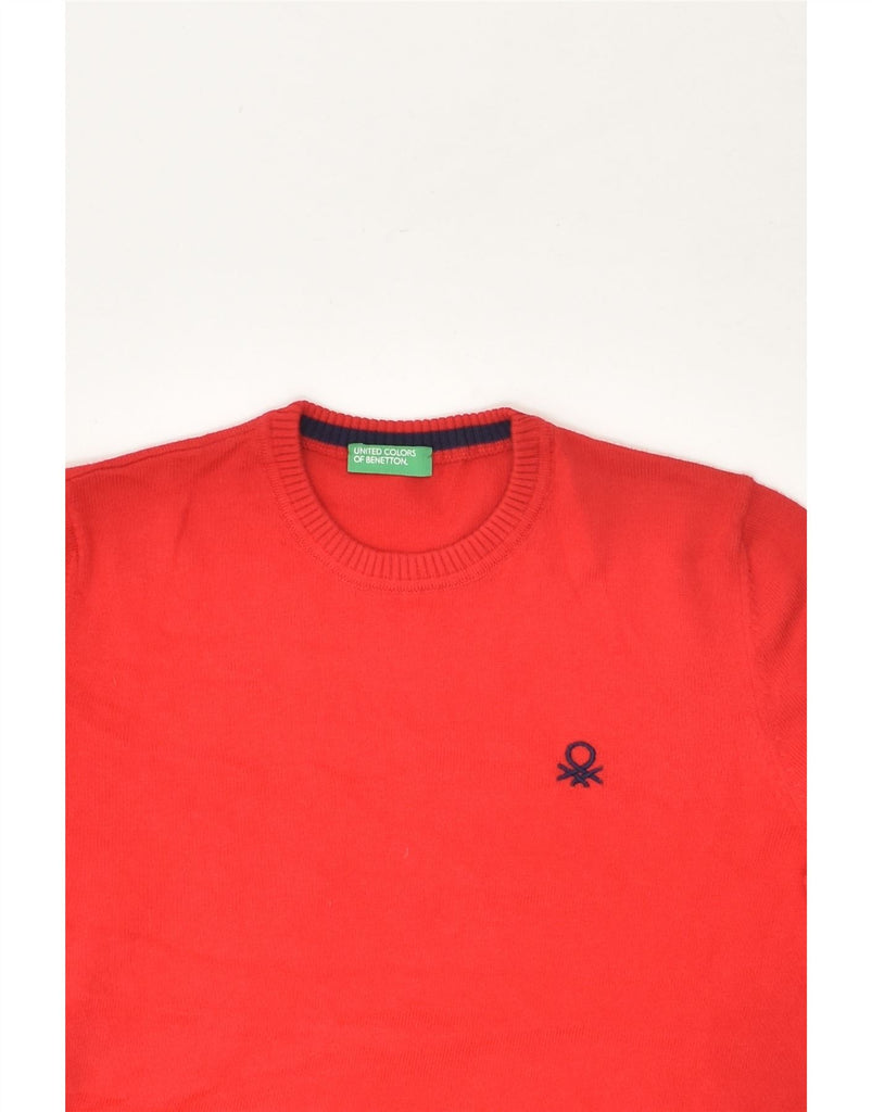 BENETTON Boys Crew Neck Jumper Sweater 8-9 Years Large Red Cotton | Vintage Benetton | Thrift | Second-Hand Benetton | Used Clothing | Messina Hembry 
