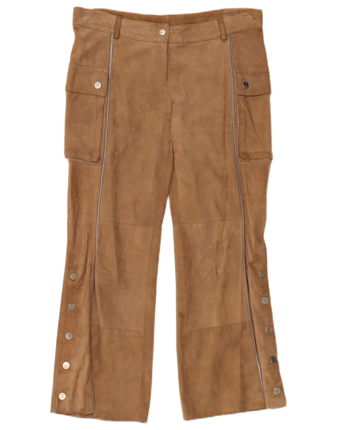 Vintage Womens Straight Suede Cargo Trousers IT 42 Medium W30 L25 Brown
