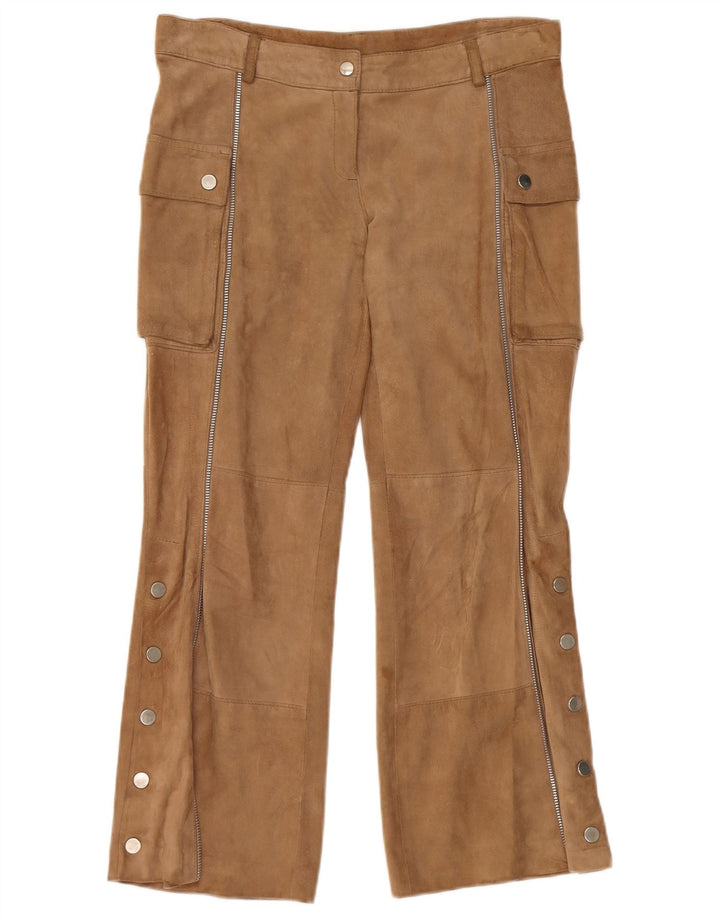 Vintage Womens Straight Suede Cargo Trousers IT 42 Medium W30 L25 Brown