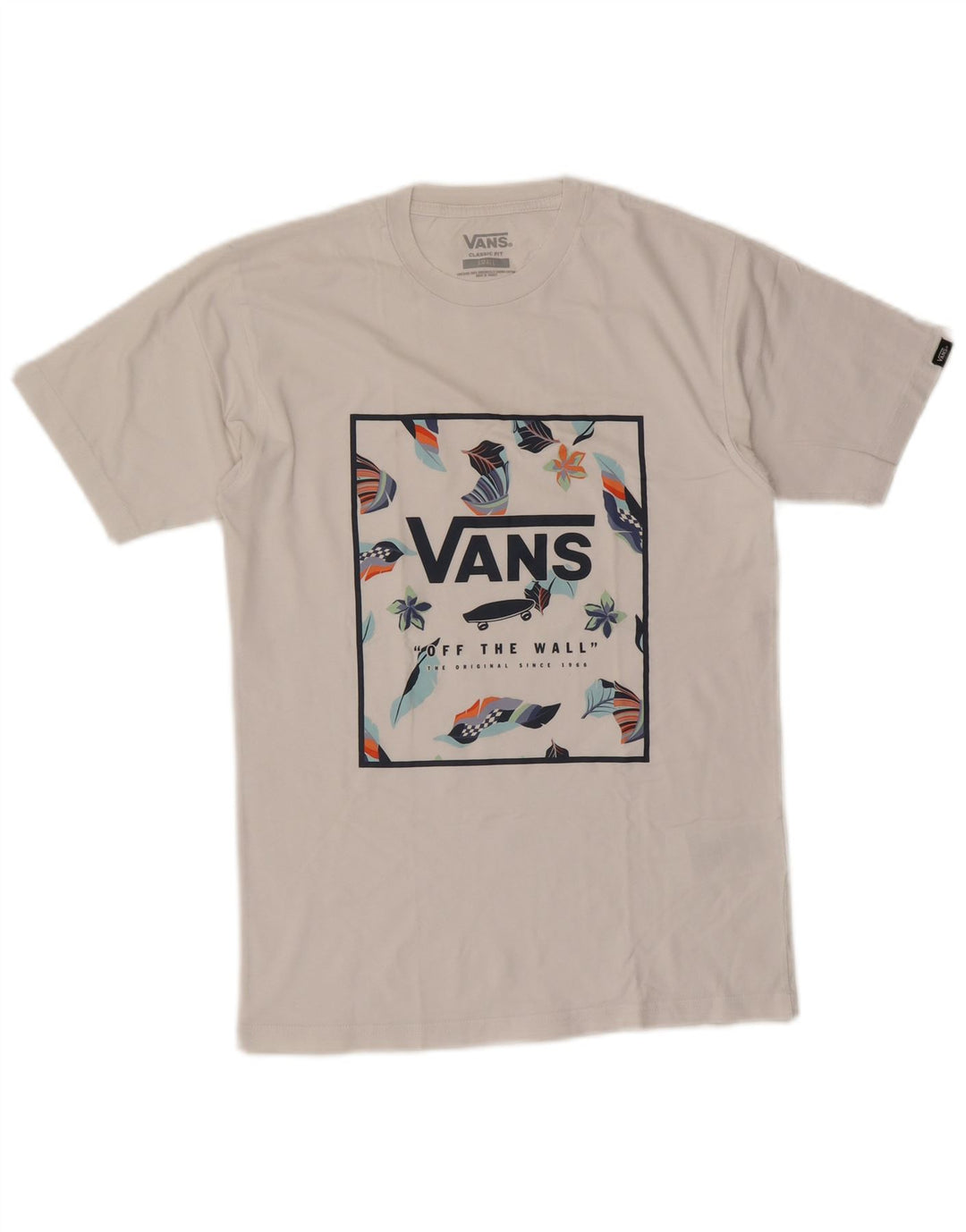 Vans Mens Classic Fit Graphic T-Shirt Top Small White Cotton