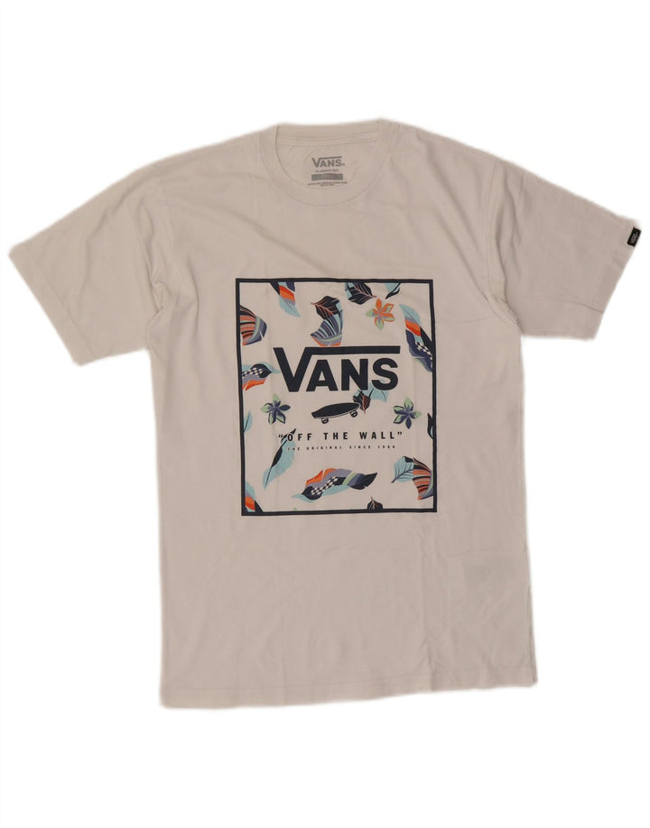 Vans Mens Classic Fit Graphic T-Shirt Top Small White Cotton