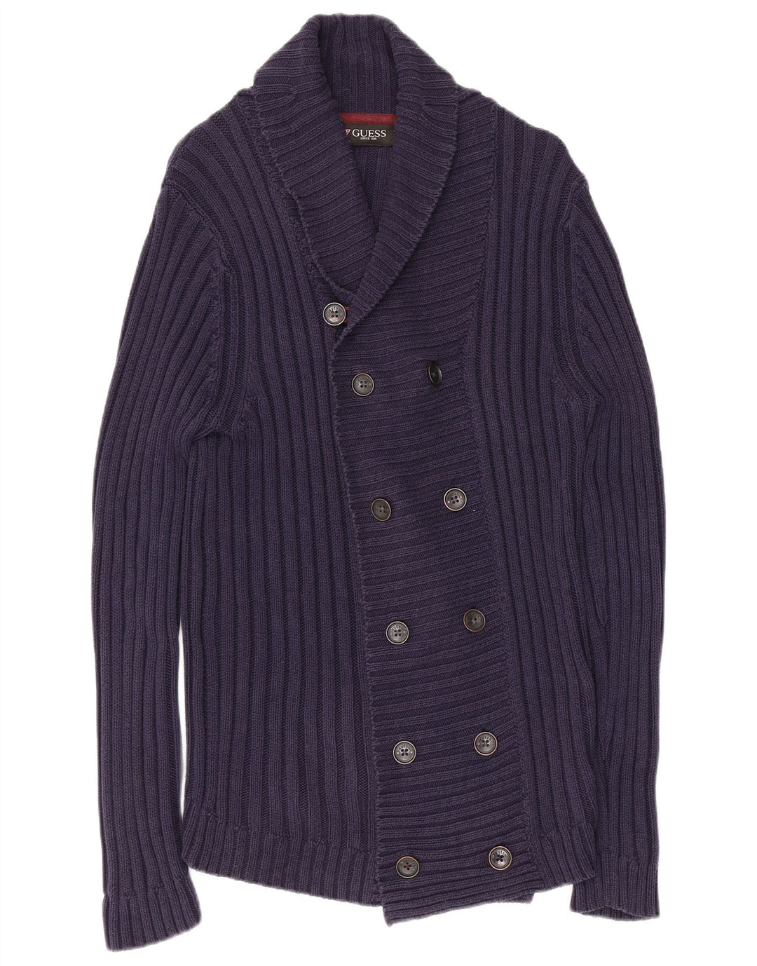 GUESS Womens Cardigan Sweater UK 14 Large Navy Blue Cotton