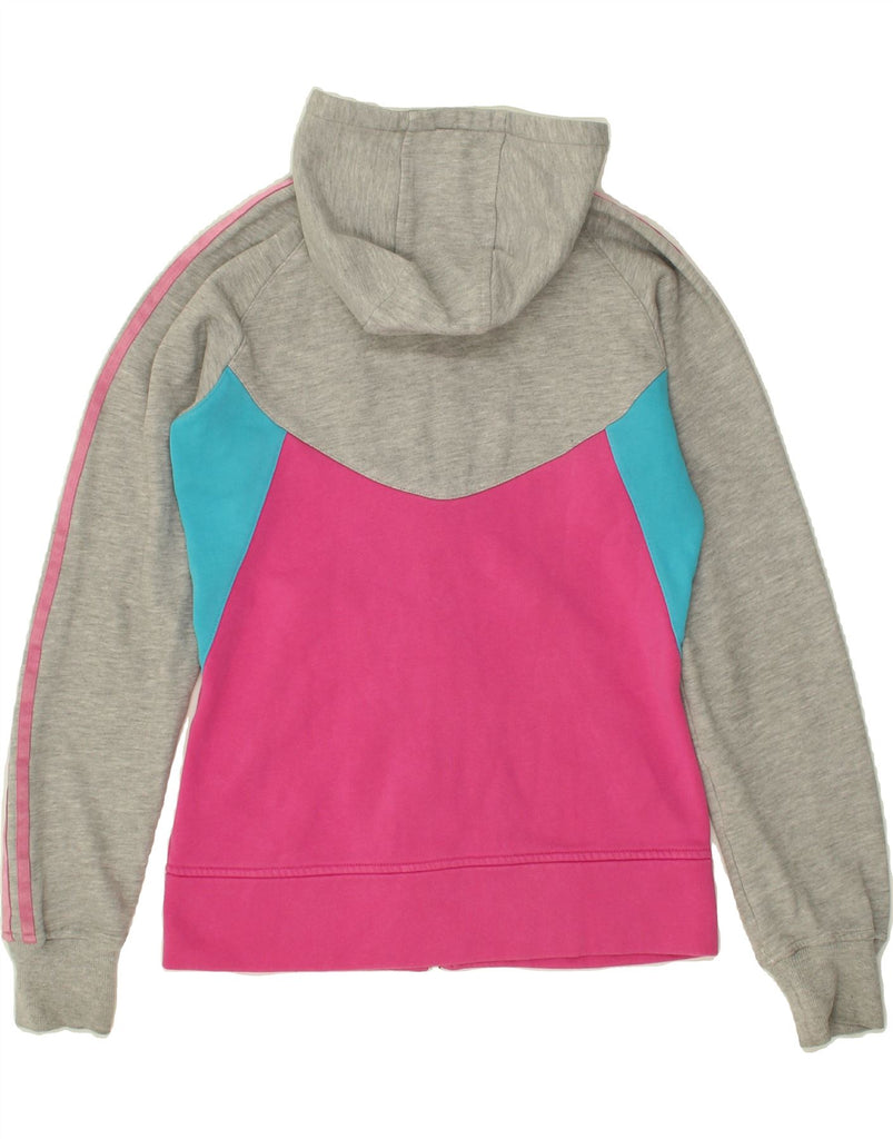 ADIDAS Girls Graphic Zip Hoodie Sweater 15-16 Years Pink Colourblock Vintage Adidas and Second-Hand Adidas from Messina Hembry 