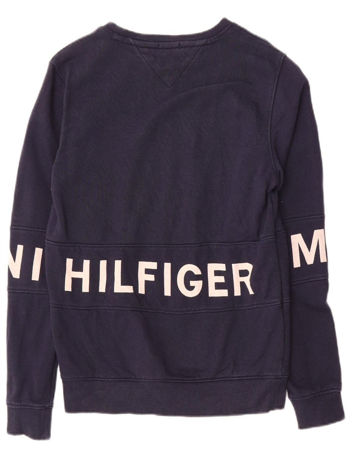 TOMMY HILFIGER Mens Graphic Sweatshirt Jumper Small Navy Blue Cotton