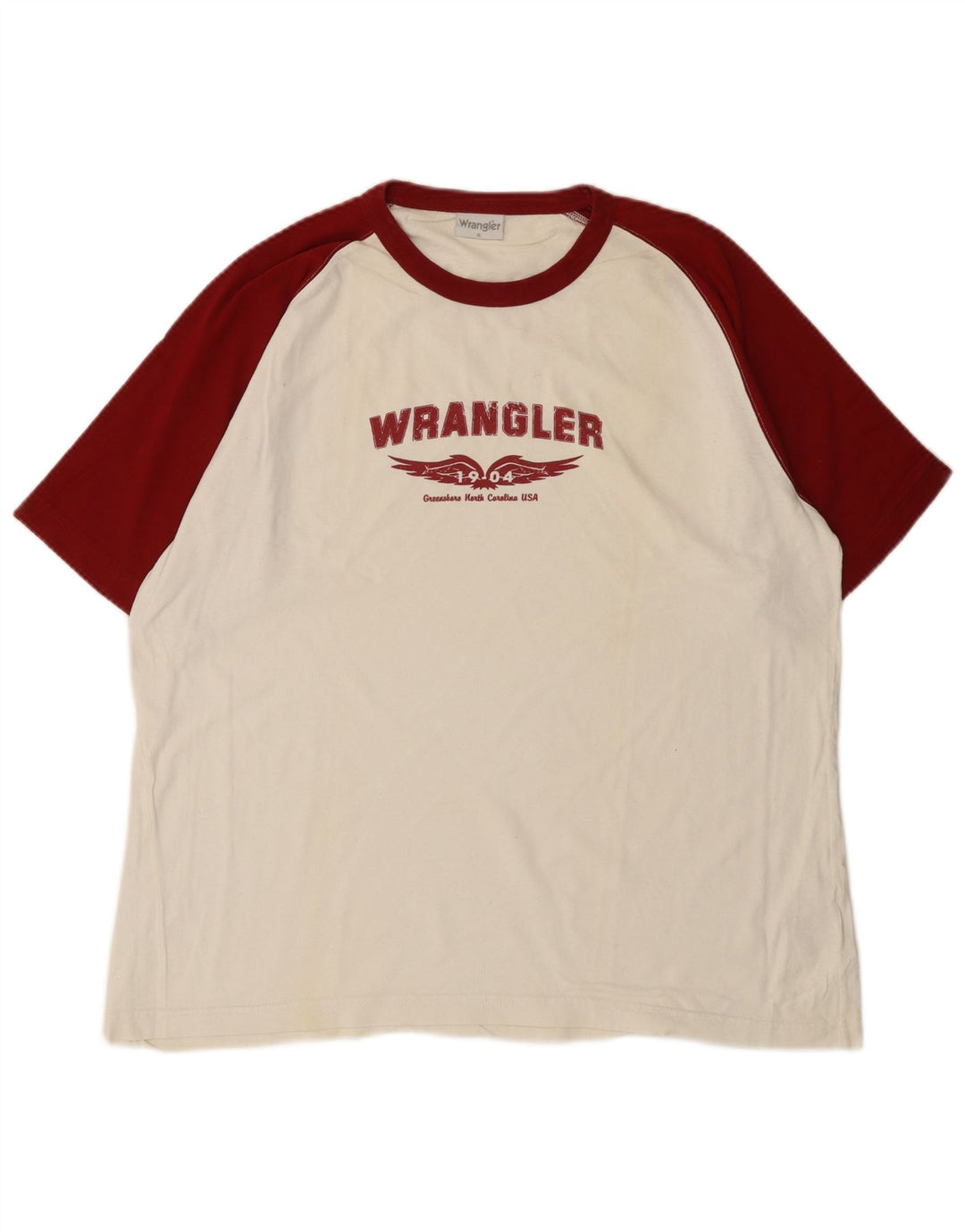 WRANGLER Mens Graphic T-Shirt Top XL White Colourblock Cotton