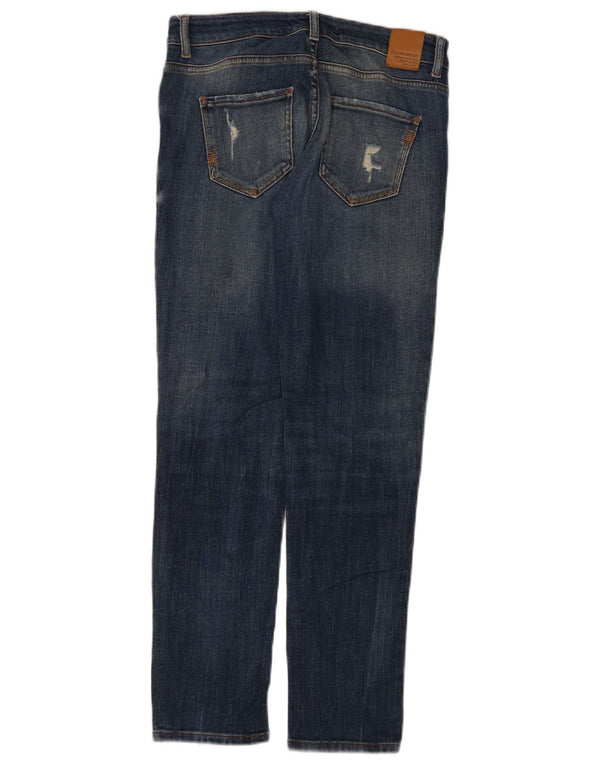Zara Womens Distressed Slim Jeans EU 32 2XS W28 L33 Blue Cotton